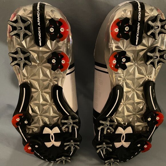 Under Armour Spieth One Golf Shoe White/Black/Red (Extra Wide) Mens 8EE - Picture 8 of 10
